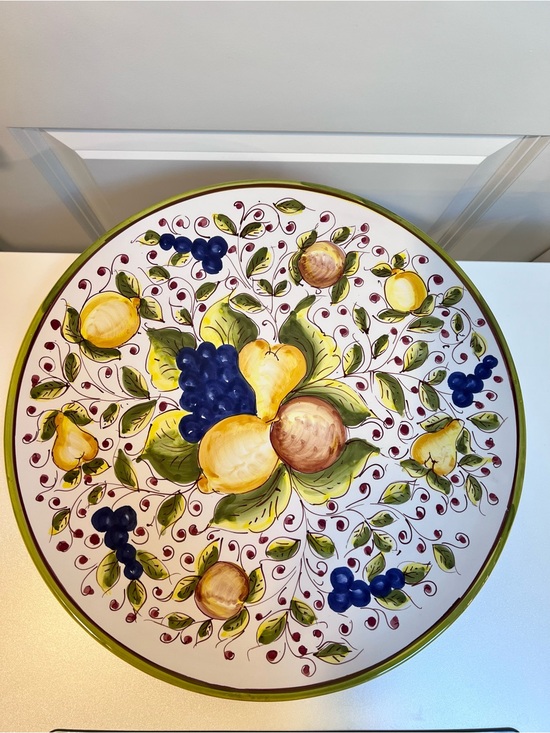 Santo Stefano di Camastra Other - Vtg Italian Pottery Hand Painted Fruit Wall Plate 14” Santo Stefano di Camastra